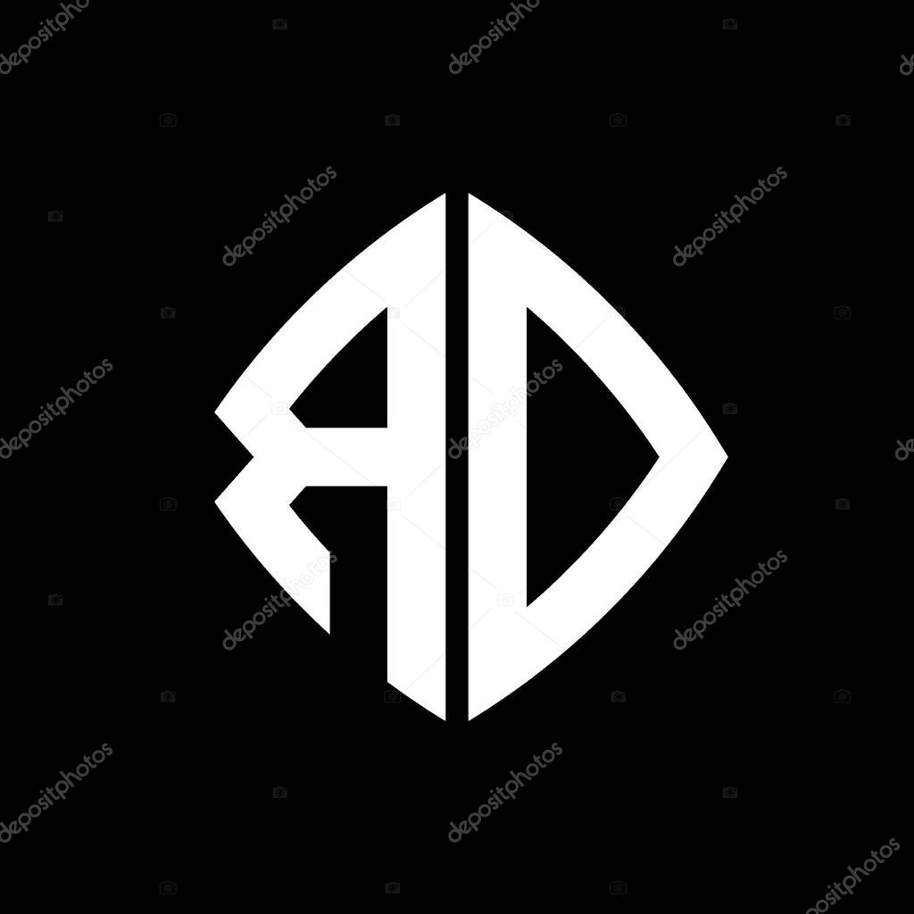 RD Logo initial monogram with geometric modern rectangle rounded style design in isolated background, minimalist geometric shape style logo.