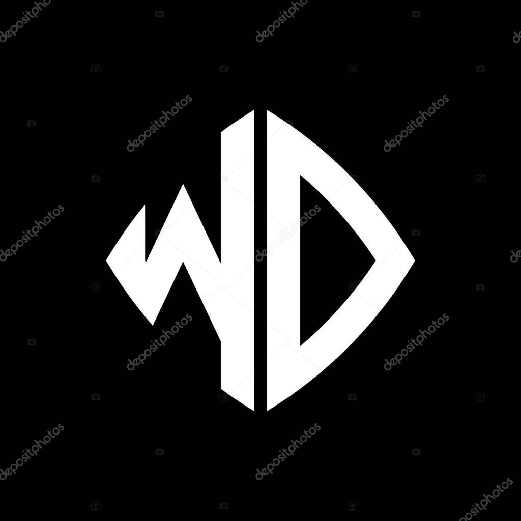 WD Logo initial monogram with geometric modern rectangle rounded style design in isolated background, minimalist geometric shape style logo.