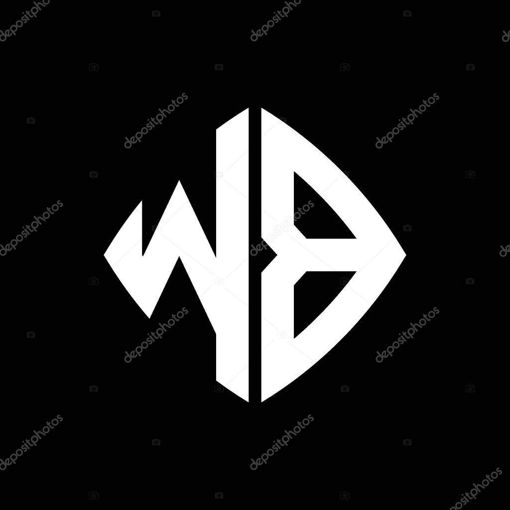 WB Logo initial monogram with geometric modern rectangle rounded style design in isolated background, minimalist geometric shape style logo.
