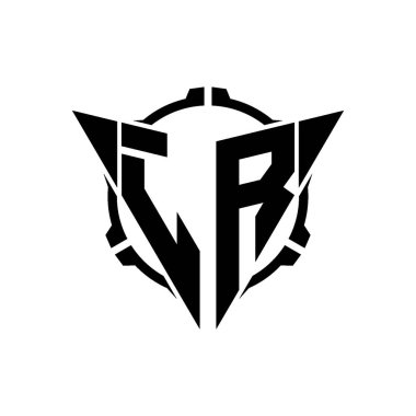 JR Oyun Logosu Geometrik modern Üçgen Yuvarlak Scope Sniper Taktik stili tasarımı izole arkaplan, minimal oyun logo tasarımı, keskin nişancı üçgen logo logosu harfi.