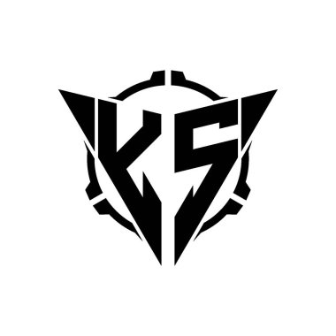 YS Oyun Logosu Geometrik modern Üçgen Yuvarlak Dürbünlü Keskin Nişancı Taktik Stili tasarımı izole arkaplan, minimal oyun logosu tasarımı, keskin nişancı üçgen logo logosu harfi.