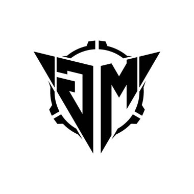 GM Oyun Logosu Geometrik modern Üçgen Yuvarlak Scope Sniper Taktik stili tasarımı izole arkaplan, minimal oyun logosu tasarımı, keskin nişancı üçgen logo logosu harfi.