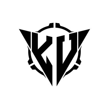 YU Oyun Logosu Geometrik modern Üçgen Yuvarlak Scope Sniper Taktik stili tasarımı izole arkaplan, minimal oyun logosu tasarımı, keskin nişancı üçgen logosu logosu harfi.