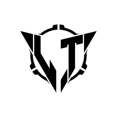 LT Oyun Logosu Geometrik modern Üçgen Yuvarlak Scope Sniper Taktik stili tasarımı izole arkaplan, minimalist oyun logo tasarımı, keskin nişancı üçgen logo harfi.