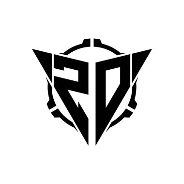 ZO Oyun Logosu Geometrik modern Üçgen Yuvarlak Scope Sniper Taktik stili tasarımı izole arkaplan, minimal oyun logo tasarımı, keskin nişancı üçgen logosu logosu harfi.
