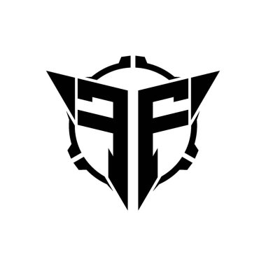 FF Oyun Logosu Geometrik modern Üçgen Yuvarlak Dürbünlü Keskin Nişancı Taktik Stili tasarımı izole arkaplan, minimal oyun logosu tasarımı, keskin nişancı üçgen logosu logosu.