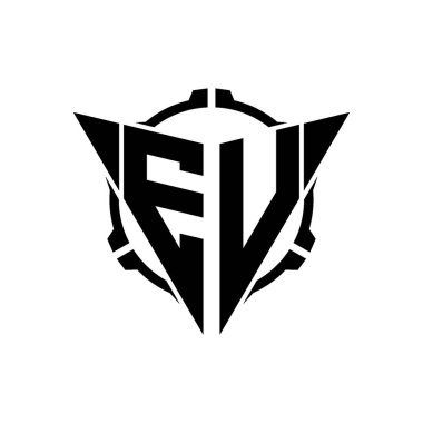 EV Oyun Logosu Geometrik modern Üçgen Yuvarlak Scope Sniper Taktik stili tasarımı izole arkaplan, minimal oyun logosu tasarımı, keskin nişancı üçgen logosu logosu harfi.