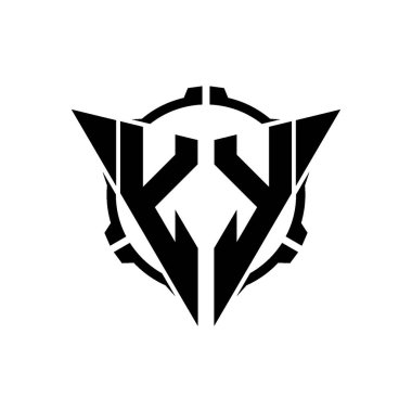 YY Oyun Logosu Geometrik modern Üçgen Yuvarlak Scope Sniper Taktik stili tasarımı izole arkaplan, minimal oyun logo tasarımı, keskin nişancı üçgen logosu logosu harfi.