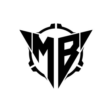MB Oyun Logosu Geometrik modern Üçgen Yuvarlak Scope Sniper Taktik stili tasarımı izole arkaplan, minimal oyun logosu tasarımı, keskin nişancı üçgen logosu logosu harfi.