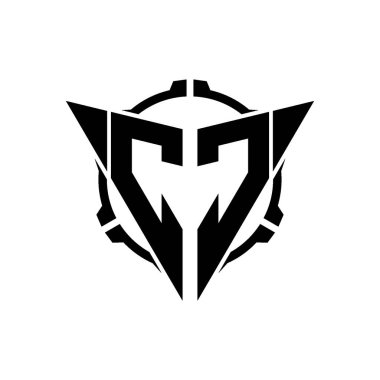 CC Oyun Logosu Geometrik modern Üçgen Yuvarlak Scope Sniper Taktik stili tasarımı izole arkaplan, miniminalist oyun logo tasarımı, keskin nişancı üçgen logo harfi.