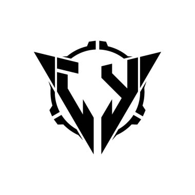 JY Oyun Logosu Geometrik modern Üçgen Yuvarlak Scope Sniper Taktik stili tasarımı izole arkaplan, minimal oyun logosu tasarımı, keskin nişancı üçgen logosu logosu harfi.