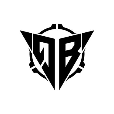 QB Oyun Logosu Geometrik modern Üçgen Yuvarlak Scope Sniper Taktik stili tasarımı izole arkaplan, minimalist oyun logosu tasarımı, keskin nişancı üçgen logosu logosu harfi.