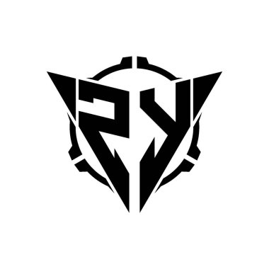ZY Oyun Logosu Geometrik modern Üçgen Yuvarlak Scope Sniper Taktik stili tasarımı izole arkaplan, minimal oyun logosu tasarımı, keskin nişancı üçgen logosu logosu harfi.