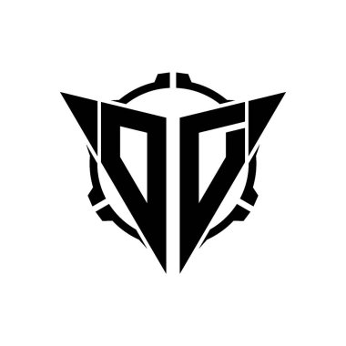OD Oyun Logosu Geometrik modern Üçgen Yuvarlak Dürbünlü Keskin Nişancı Taktik Stili Tasarımı izole arka plan, minimal oyun logosu tasarımı, keskin nişancı üçgen logosu logosu.