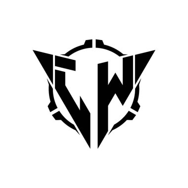 JW Oyun Logosu Geometrik modern Üçgen Yuvarlak Scope Sniper Taktik stili tasarımı izole arkaplan, minimal oyun logo tasarımı, keskin nişancı üçgen logosu logosu harfi.