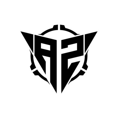 AZ Oyun Logosu Geometrik modern Üçgen Yuvarlak Scope Sniper Taktik stili tasarımı izole arkaplan, minimal oyun logosu tasarımı, keskin nişancı üçgen logosu logosu harfi.