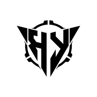 KY Oyun Logosu Geometrik modern Üçgen Yuvarlak Scope Sniper Taktik stili tasarımı izole arkaplan, minimal oyun logo tasarımı, keskin nişancı üçgen logosu logosu harfi.