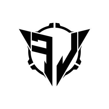 FL Oyun Logosu Geometrik modern Üçgen Yuvarlak Scope Sniper Taktik stili tasarımı izole arkaplan, minimal oyun logosu tasarımı, keskin nişancı üçgen logosu logosu harfi.