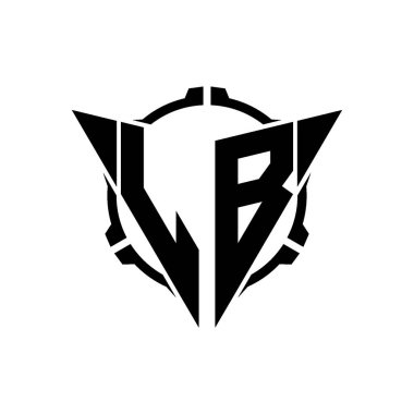 LB Oyun Logosu Geometrik modern Üçgen Yuvarlak Scope Sniper Taktik stili tasarımı izole arkaplan, minimal oyun logosu tasarımı, keskin nişancı üçgen logosu logosu harfi.