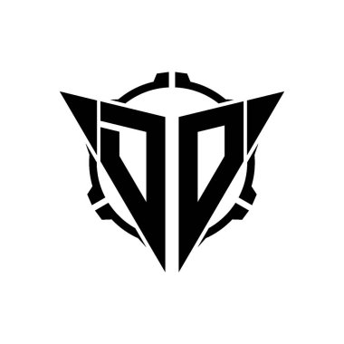 DO Oyun Logosu Geometrik modern Üçgen Yuvarlak Dürbünlü Keskin Nişancı Taktik Stili tasarımı izole arkaplan, minimal oyun logosu tasarımı, keskin nişancı üçgen logosu logosu.