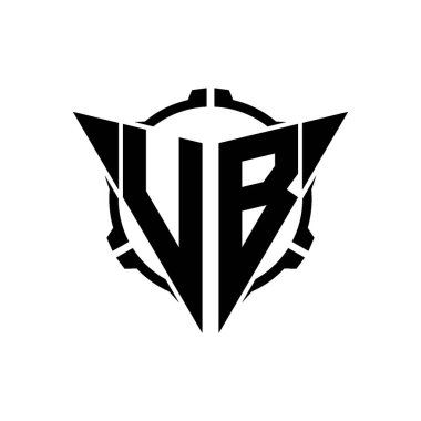 VB Oyun Logosu Geometrik modern Üçgen Yuvarlak Scope Sniper Taktik stili tasarımı izole arkaplan, minimal oyun logosu tasarımı, keskin nişancı üçgen logosu logosu harfi.