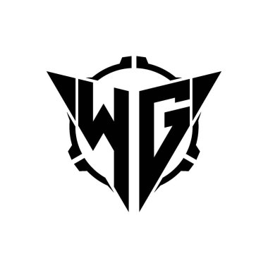 WG Oyun Logosu Geometrik modern Üçgen Yuvarlak Scope Sniper Taktik stili tasarımı izole arkaplan, minimal oyun logo tasarımı, keskin nişancı üçgen logosu logosu harfi.