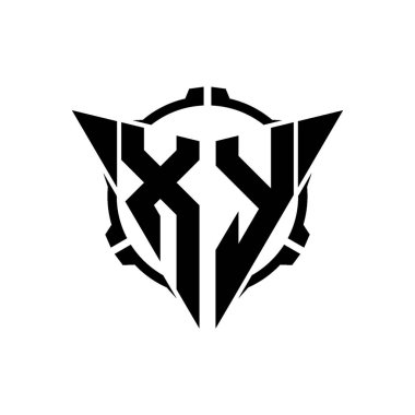 XY Oyun Logosu Geometrik modern Üçgen Yuvarlak Scope Sniper Taktik stili tasarımı izole arkaplan, minimal oyun logo tasarımı, keskin nişancı üçgen logosu logosu harfi.