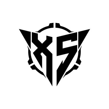 XS Oyun Logosu Geometrik modern Üçgen Yuvarlak Scope Sniper Taktik stili tasarımı izole arkaplan, minimal oyun logosu tasarımı, keskin nişancı üçgen logosu logosu harfi.