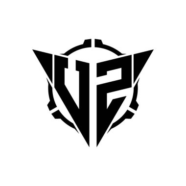 UZ Oyun Logosu Geometrik modern Üçgen Yuvarlak Scope Sniper Taktik stili tasarımı izole arkaplan, minimal oyun logosu tasarımı, keskin nişancı üçgen logosu logosu harfi.