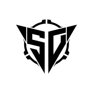 SD Oyun Logosu Geometrik Modern Üçgen Yuvarlak Dürbünlü Keskin Nişancı Taktik Stili Tasarımı izole edilmiş arka plan, Minimalist Oyun logosu tasarımı, Keskin nişancı üçgen logosu logosu.