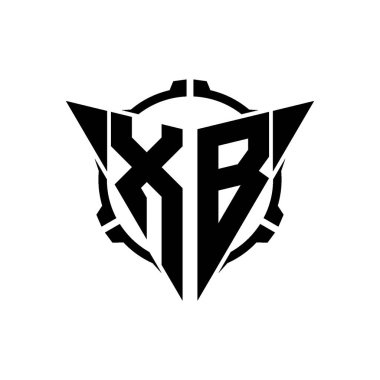 XB Oyun Logosu Geometrik modern Üçgen Yuvarlak Scope Sniper Taktik stili tasarımı izole arkaplan, minimal oyun logosu tasarımı, keskin nişancı üçgen logosu logosu harfi.