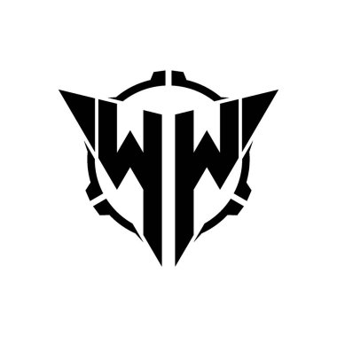 WW Oyun Logosu Geometrik modern Üçgen Yuvarlak Scope Sniper Taktik stili tasarımı izole arkaplan, minimal oyun logosu tasarımı, keskin nişancı üçgen logosu logosu harfi.