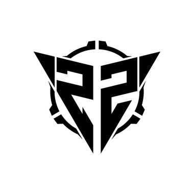 ZZ Oyun Logosu Geometrik modern Üçgen Yuvarlak Scope Sniper Taktik stili tasarımı izole arkaplan, minimal oyun logosu tasarımı, keskin nişancı üçgen logosu logosu harfi.