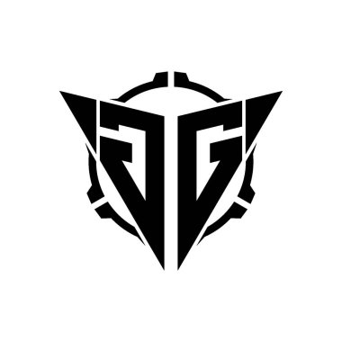 GG Oyun Logosu Geometrik modern Üçgen Yuvarlak Scope Sniper Taktik stili tasarımı izole arkaplan, minimal oyun logosu tasarımı, keskin nişancı üçgen logosu logosu harfi.