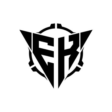 EK Oyun Logosu Geometrik modern Üçgen Yuvarlak Scope Sniper Taktik stili tasarımı izole arkaplan, minimal oyun logosu tasarımı, keskin nişancı üçgen logosu logosu harfi.