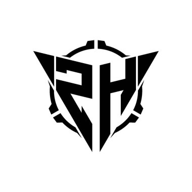 ZH Oyun Logosu Geometrik modern Üçgen Yuvarlak Scope Sniper Taktik stili tasarımı izole arkaplan, minimal oyun logosu tasarımı, keskin nişancı üçgen logosu logosu harfi.