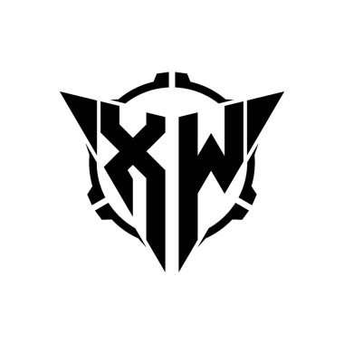 XW Oyun Logosu Geometrik modern Üçgen Yuvarlak Scope Sniper Taktik stili tasarımı izole arkaplan, minimal oyun logo tasarımı, keskin nişancı üçgen logosu logosu harfi.