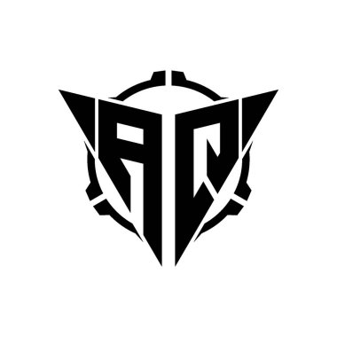 AQ Oyun Logosu Geometrik modern Üçgen Yuvarlak Scope Sniper Taktik stili tasarımı izole arkaplan, minimal oyun logosu tasarımı, keskin nişancı üçgen logosu logosu harfi.
