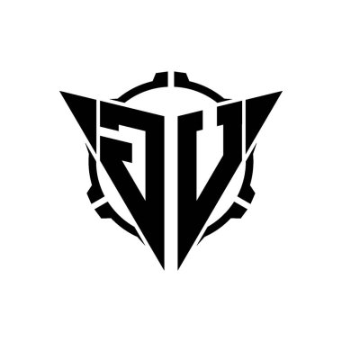 GU Oyun Logosu Geometrik modern Üçgen Yuvarlak Scope Sniper Taktik stili tasarımı izole arkaplan, minimal oyun logosu tasarımı, keskin nişancı üçgen logosu logosu harfi.