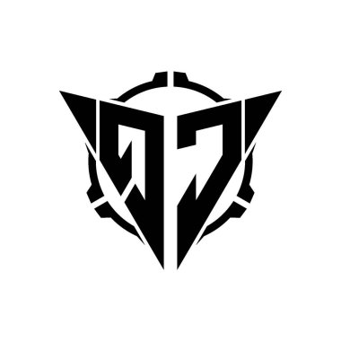 QC Oyun Logosu Geometrik modern Üçgen Yuvarlak Scope Sniper Taktik stili tasarımı izole arkaplan, minimal oyun logosu tasarımı, keskin nişancı üçgen logosu logosu harfi.