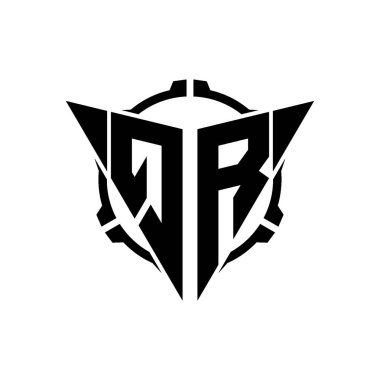 QR Oyun Logosu Geometrik modern Üçgen Yuvarlak Scope Sniper Taktik stili tasarımı izole arkaplan, minimal oyun logosu tasarımı, keskin nişancı üçgen logosu logosu harfi.