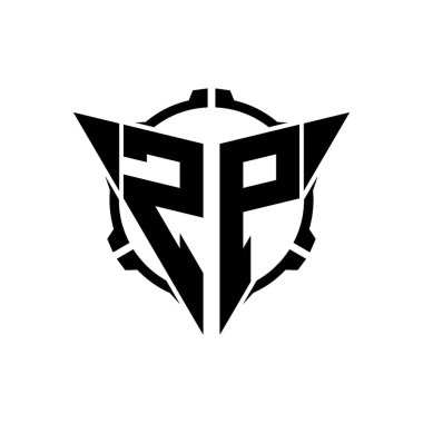 ZP Oyun Logosu Geometrik modern Üçgen Yuvarlak Scope Sniper Taktik stili tasarımı izole arkaplan, minimal oyun logo tasarımı, keskin nişancı üçgen logosu logosu harfi.