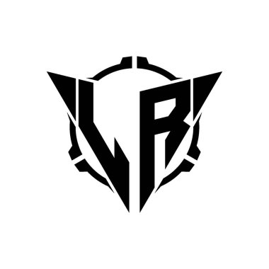 LR Oyun Logosu Geometrik modern Üçgen Yuvarlak Scope Sniper Taktik stili tasarımı izole arkaplan, minimal oyun logosu tasarımı, keskin nişancı üçgen logosu logosu harfi.