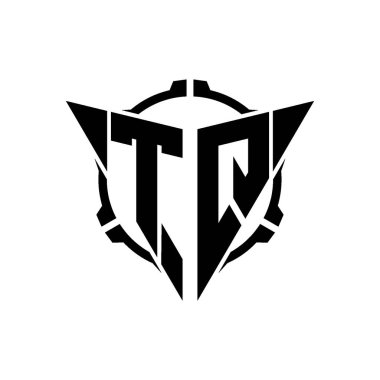 TQ Oyun Logosu Geometrik modern Üçgen Yuvarlak Scope Sniper Taktik stili tasarımı izole arkaplan, minimal oyun logosu tasarımı, keskin nişancı üçgen logosu logosu harfi.