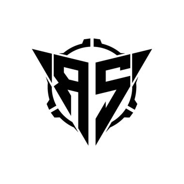 RS Oyun Logosu Geometrik Modern Üçgen Yuvarlak Dürbünlü Keskin Nişancı Taktik Stili tasarımı izole arkaplan, minimal oyun logosu tasarımı, keskin nişancı üçgen logosu logosu.