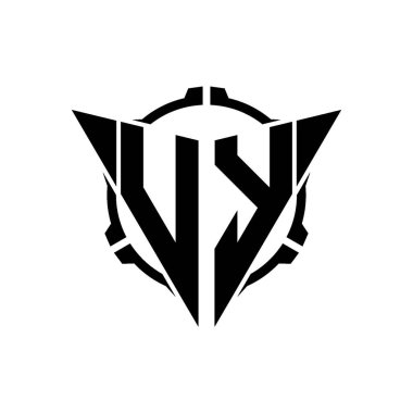VY Oyun Logosu Geometrik modern Üçgen Yuvarlak Scope Sniper Taktik stili tasarımı izole arkaplan, minimal oyun logo tasarımı, keskin nişancı üçgen logosu logosu harfi.