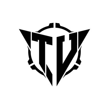 TU Oyun Logosu Geometrik modern Üçgen Yuvarlak Scope Sniper Taktik stili tasarımı izole arkaplan, minimal oyun logo tasarımı, keskin nişancı üçgen logosu logosu harfi.