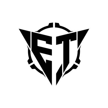 ET Oyun Logosu Geometrik modern Üçgen Yuvarlak Skop Keskin Nişancı Taktik stili tasarımı izole arkaplan, minimal oyun logo tasarımı, keskin nişancı üçgen logosu logosu harfi.