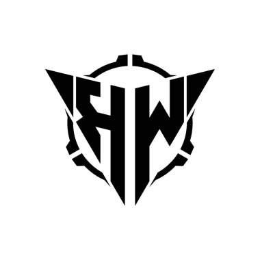 KW Oyun Logosu Geometrik modern Üçgen Yuvarlak Scope Sniper Taktik stili tasarımı izole arkaplan, minimalist oyun logo tasarımı, keskin nişancı üçgen logosu logosu harfi.
