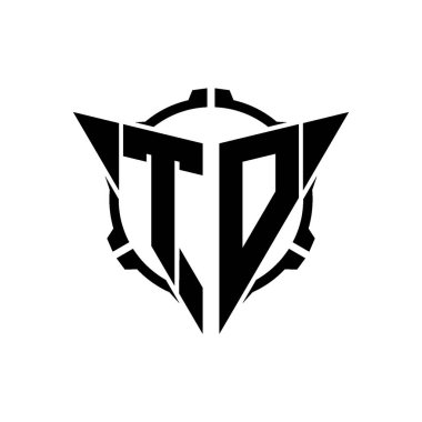 TO Oyun Logosu Geometrik modern Üçgen Yuvarlak Dürbünlü Keskin Nişancı Taktik Stili tasarımı izole arkaplan, minimal oyun logosu tasarımı, keskin nişancı üçgen logosu logosu.